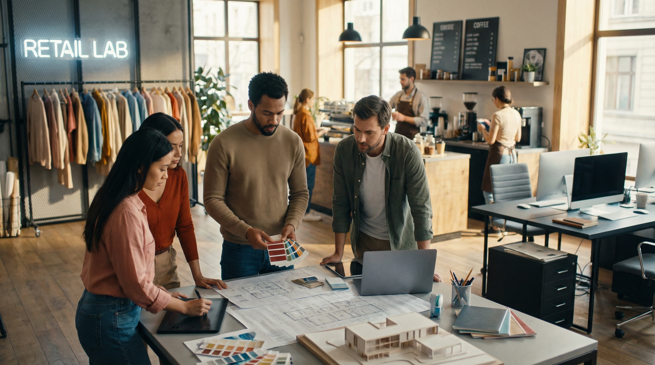 Diverse business professionals collaborating