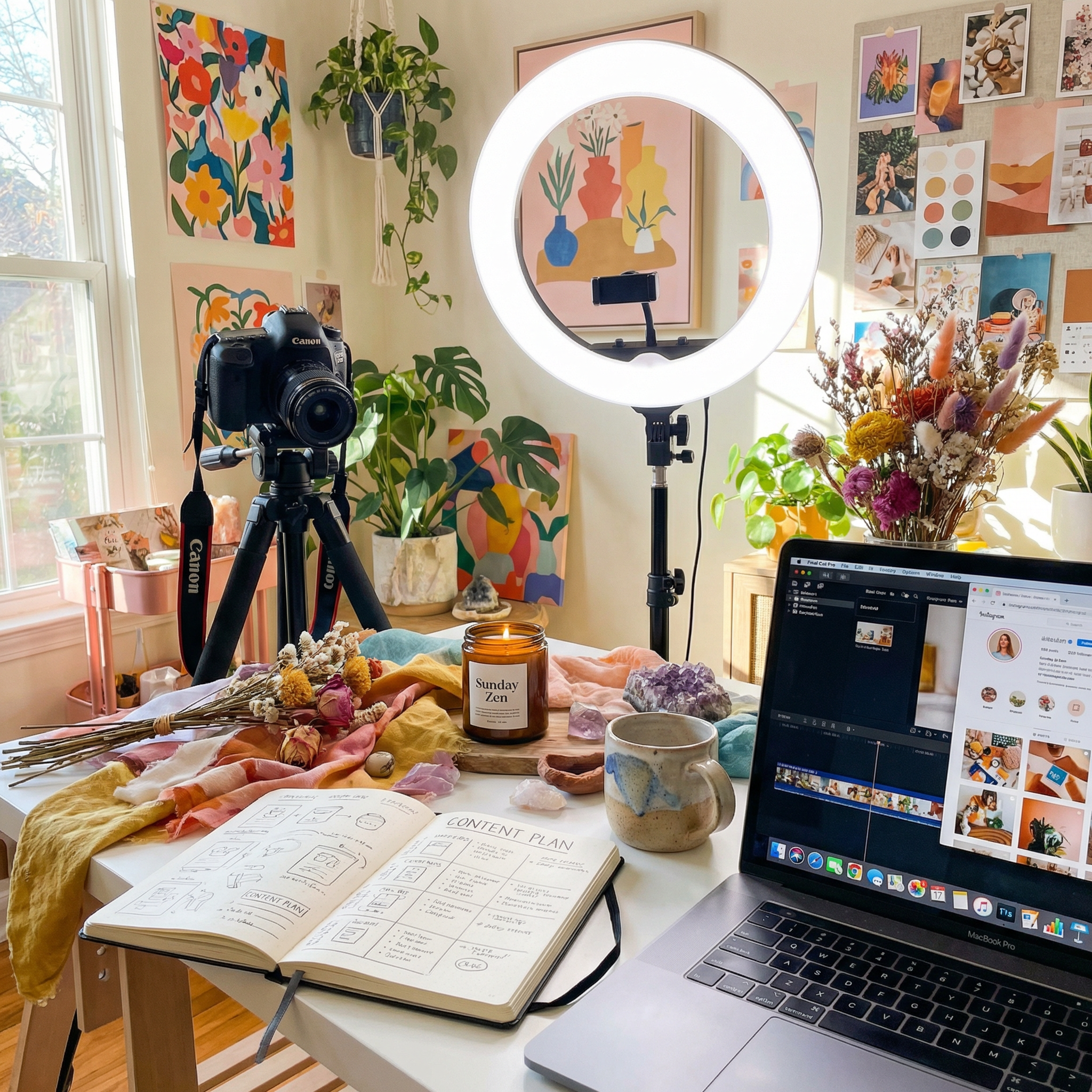 Creative team planning social media content